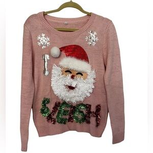 Ugly Christmas Santa Sweater in Pink Size M